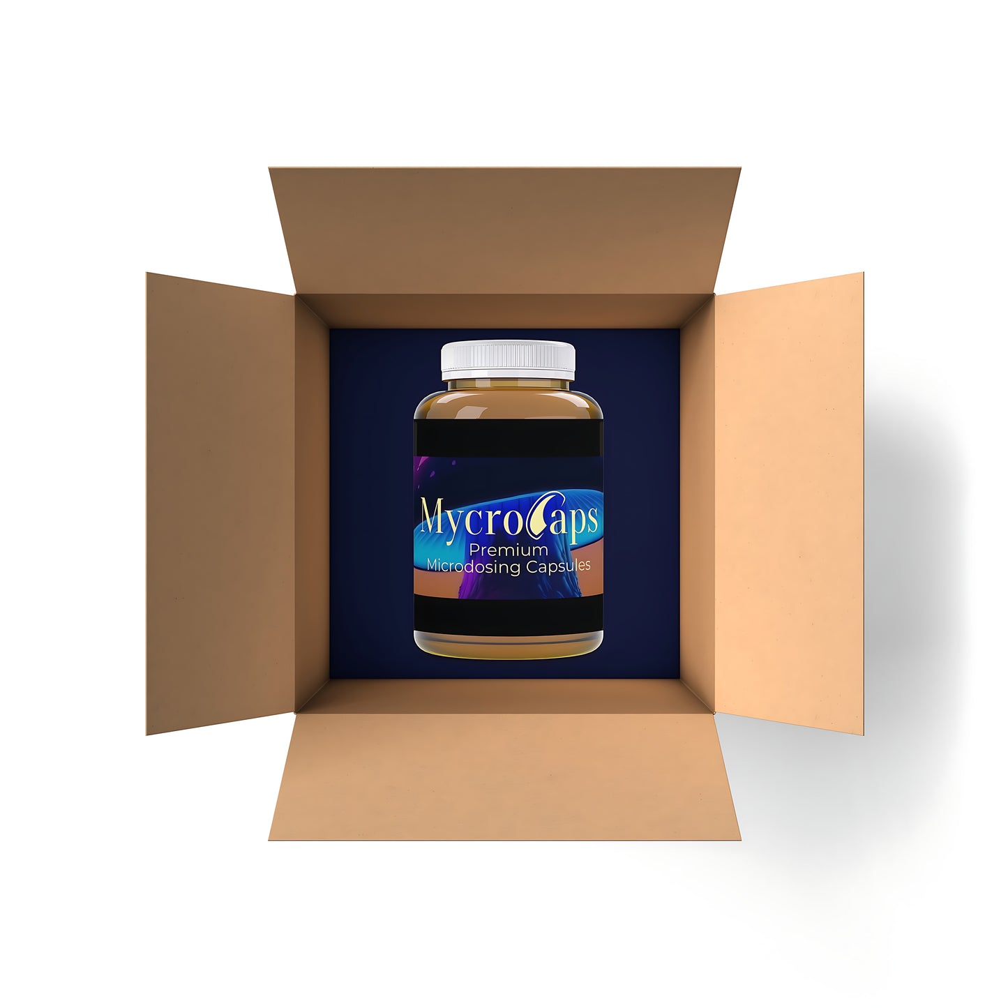 MycroCaps microdosing mushroom supplement bottle MycroCaps capsules for mental clarity and focus