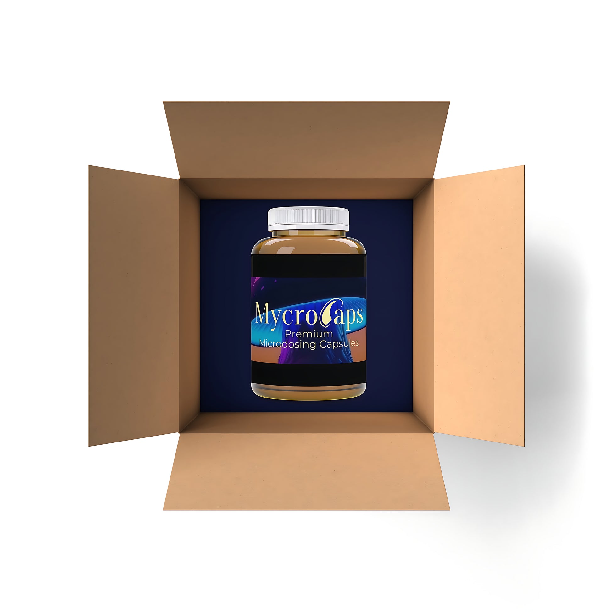 MycroCaps microdosing mushroom supplement bottle MycroCaps capsules for mental clarity and focus